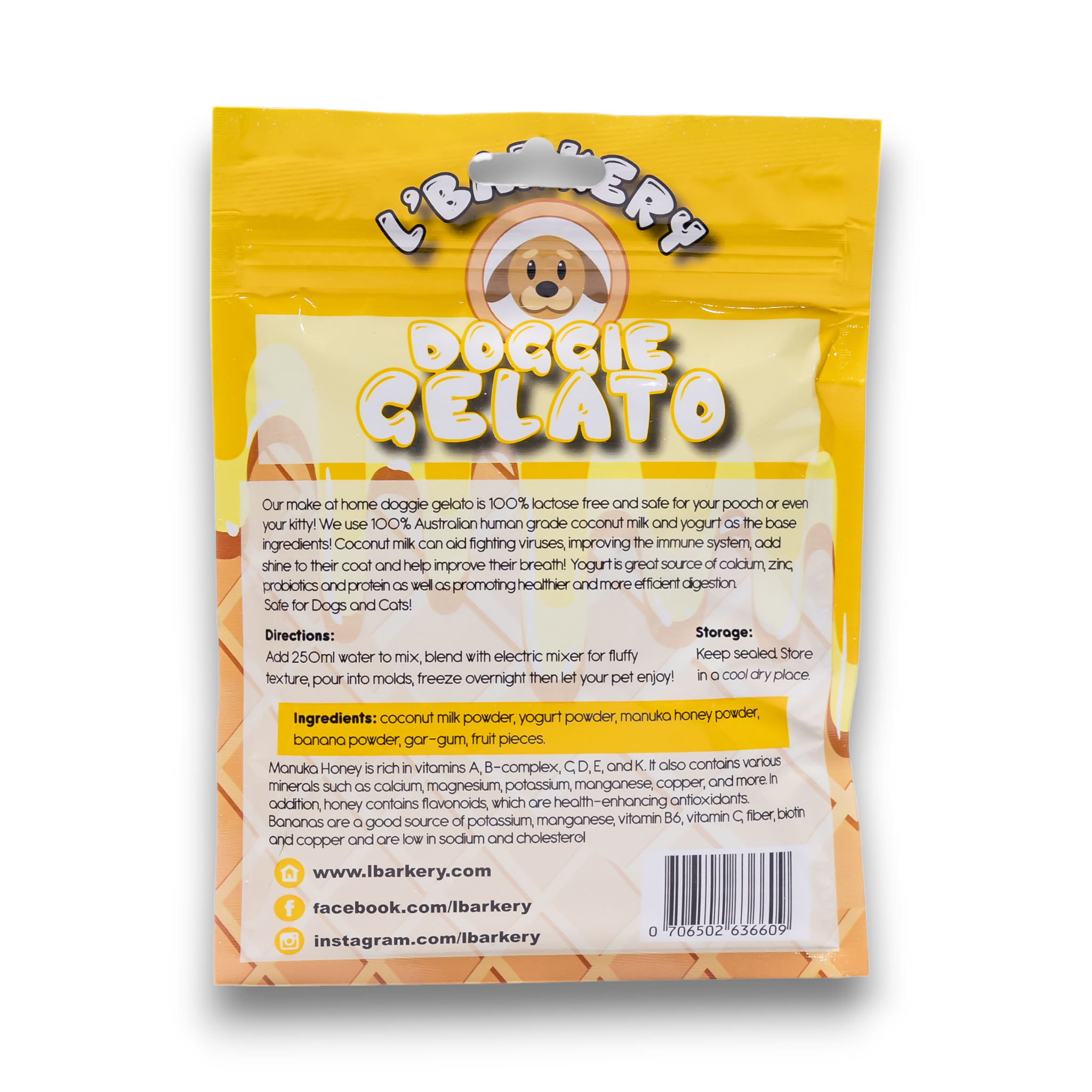 Doggie Gelato – Honey Banana | Lactose-Free Frozen Pet Treat